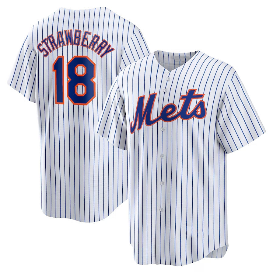 New York Mets #18 Darryl Strawberry Home Replica Retired Player Jersey - White Stitched Baseball Jersey