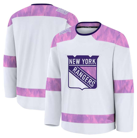 NY.Rangers Fanatics 2024 Hockey Fights Cancer Practice Jersey - White Stitched American Hockey Jersey UNEC