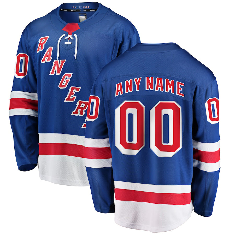 Custom NY.Rangers Fanatics Branded Home Breakaway Royal Stitched American Hockey Jersey UNEC