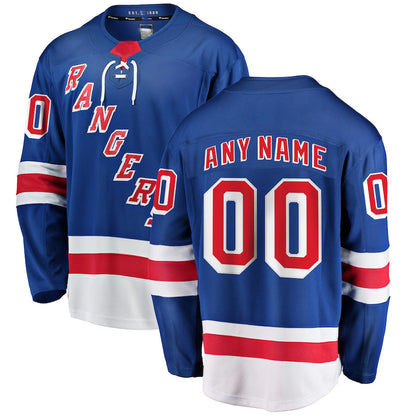 Custom NY.Rangers Fanatics Branded Home Breakaway Royal Stitched American Hockey Jersey UNEC