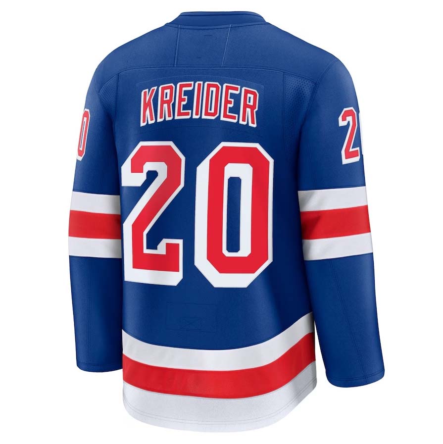 NY.Rangers #20 Chris Kreider Fanatics Home Premium Jersey - Blue Stitched American Hockey Jersey UNEC