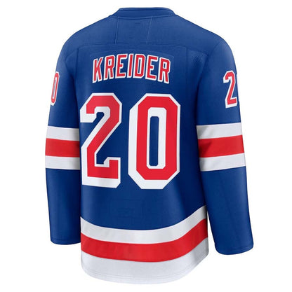 NY.Rangers #20 Chris Kreider Fanatics Home Premium Jersey - Blue Stitched American Hockey Jersey UNEC