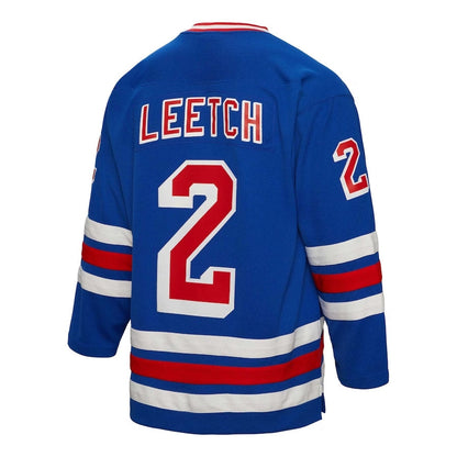 NY.Rangers #2 Brian Leetch Mitchell & Ness Alternate Captain Patch 1993-94 Blue Line Player Jersey - Blue Stitched American Hockey Jersey UNEC