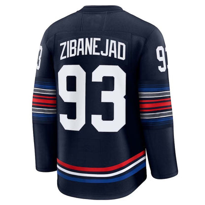 NY.Rangers #93 Mika Zibanejad Fanatics Alternate Premium Jersey - Navy Stitched American Hockey Jersey UNEC
