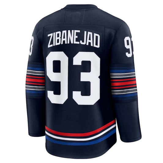 NY.Rangers #93 Mika Zibanejad Fanatics Alternate Premium Jersey - Navy Stitched American Hockey Jersey UNEC