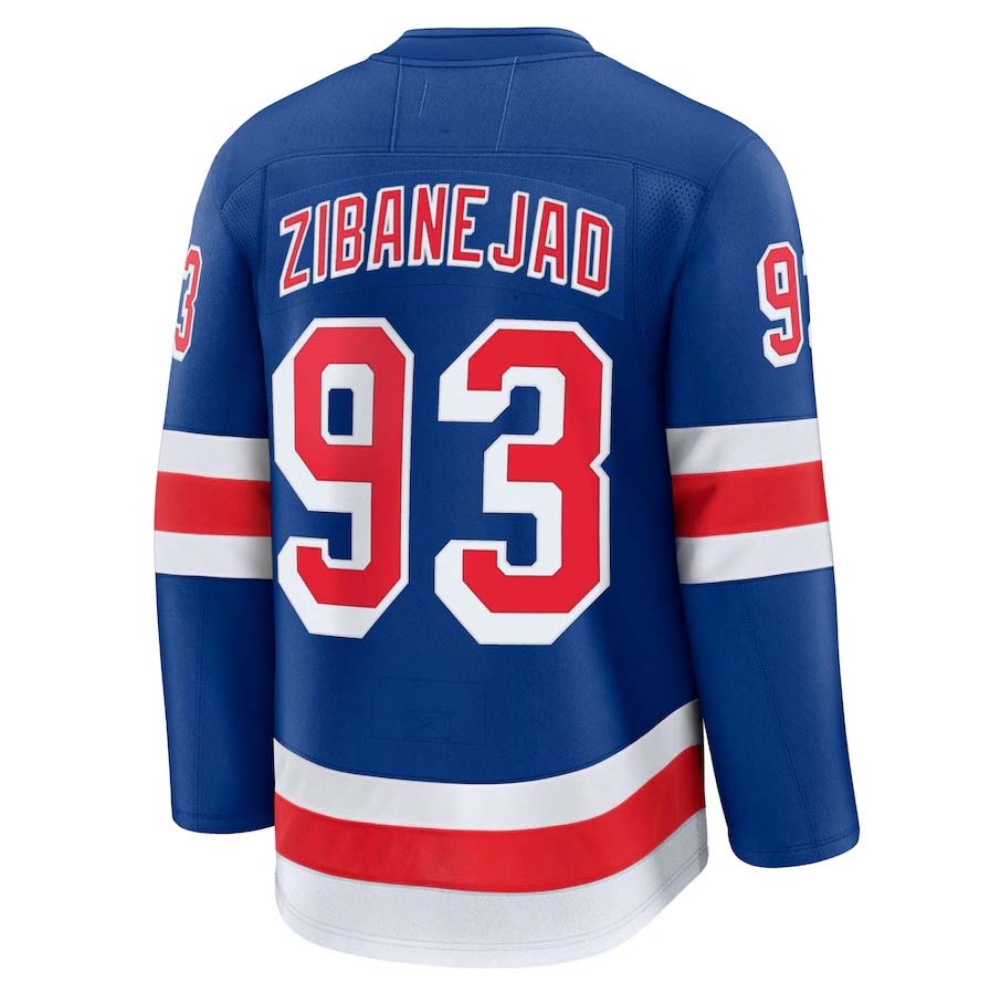NY.Rangers #93 Mika Zibanejad Fanatics Home Premium Jersey - Blue Stitched American Hockey Jersey UNEC