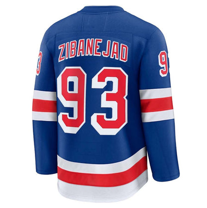 NY.Rangers #93 Mika Zibanejad Fanatics Home Premium Jersey - Blue Stitched American Hockey Jersey UNEC