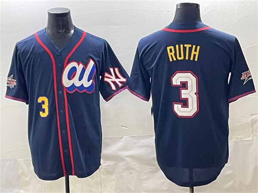 New York Yankees American League #3 Babe Ruth Navy 2025 All-Star Edition Limited Stitched Baseball Jersey