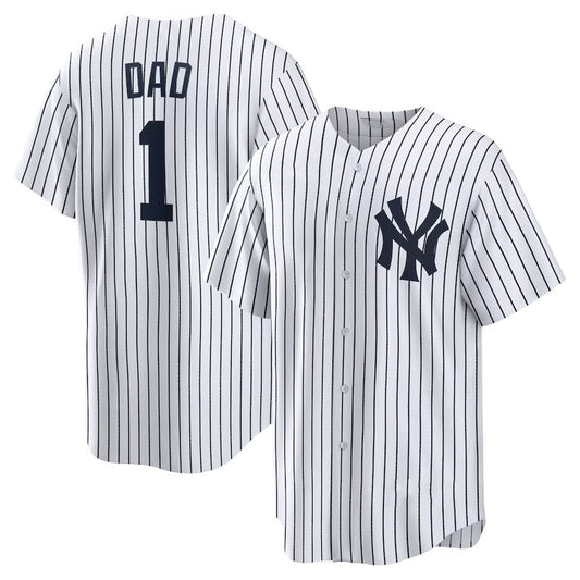 New York Yankees #1 Dad Home Replica Jersey - White Stitched Baseball Jersey