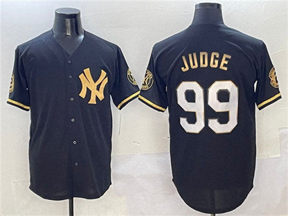 New York Yankees #99 Aaron Judge Black Gold With Patch Limited Stitched Baseball Jersey