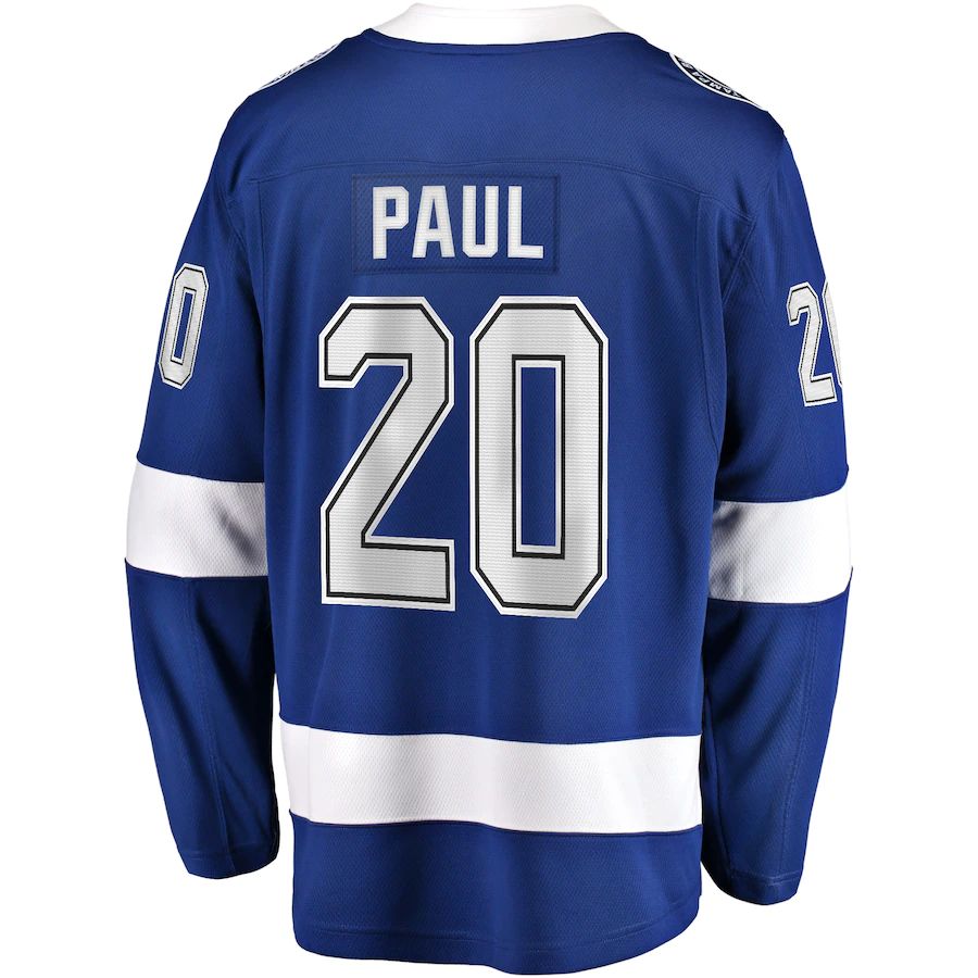TB.Lightning #20 Nicholas Paul Fanatics Branded Home Breakaway Player Jersey Blue Stitched American Hockey Jersey UNEC
