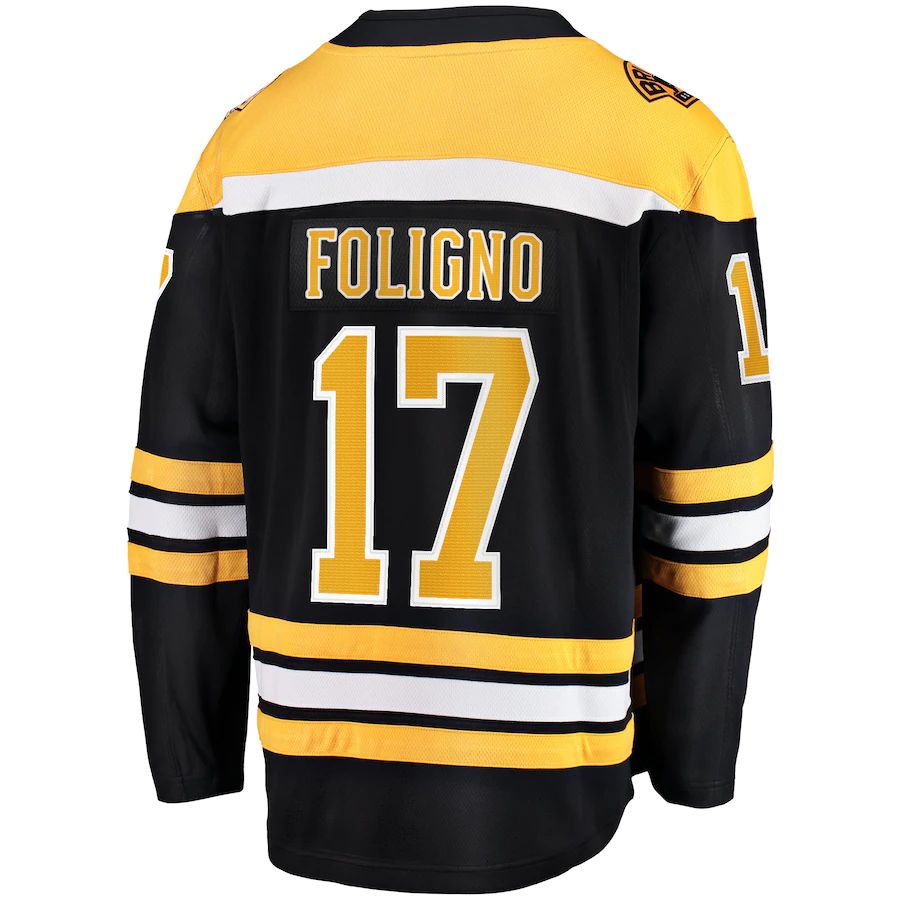 B.Bruins #17 Nick Foligno Fanatics Branded Home Breakaway Player Jersey Black Stitched American Hockey Jersey UNEC