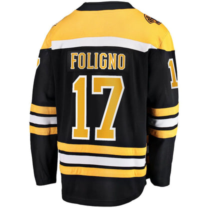 B.Bruins #17 Nick Foligno Fanatics Branded Home Breakaway Player Jersey Black Stitched American Hockey Jersey UNEC