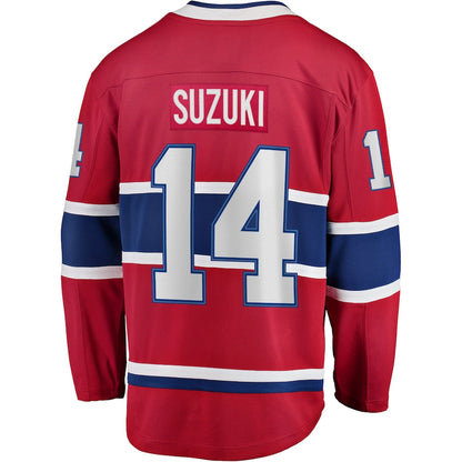M.Canadiens #14 Nick Suzuki Fanatics Branded Home Premier Breakaway Player Jersey Jersey  Red Stitched American Hockey Jersey UNEC