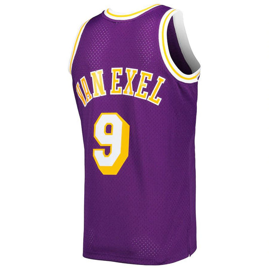 LA.Lakers #9 Nick Van Exel Mitchell & Ness 1996-97 Hardwood Classics Swingman Jersey Purple Stitched American Basketball Jersey UNEC