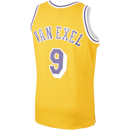 LA.Lakers #9 Nick Van Exel Mitchell & Ness 1996-97 Hardwood Classics Swingman Player Jersey Gold Stitched American Basketball Jersey UNEC