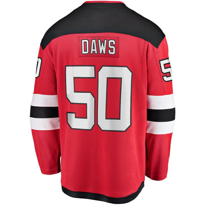 NJ.Devils #50 Nico Daws Fanatics Branded Home Breakaway Player Jersey Red Stitched American Hockey Jersey UNEC