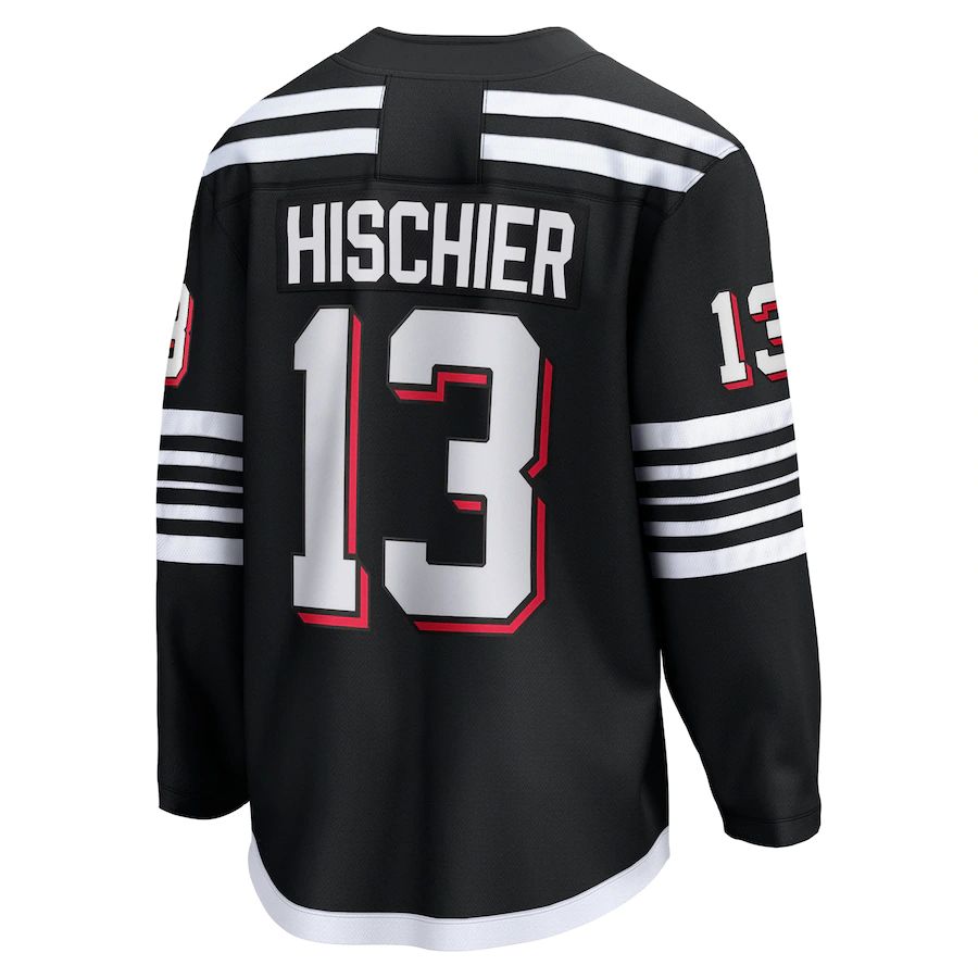 NJ.Devils #13 Nico Hischier Fanatics Branded Alternate Premier Breakaway Player Jersey Black Stitched American Hockey Jersey UNEC