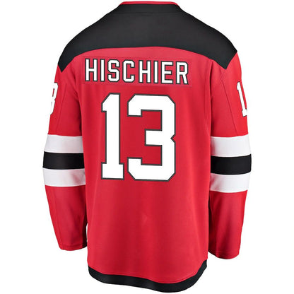 NJ.Devils #13 Nico Hischier Fanatics Branded Breakaway Player Jersey Red Stitched American Hockey Jersey UNEC