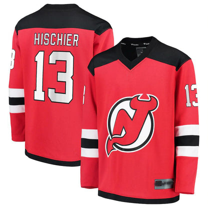 NJ.Devils #13 Nico Hischier Fanatics Branded Replica Player Jersey Red Stitched American Hockey Jersey UNEC