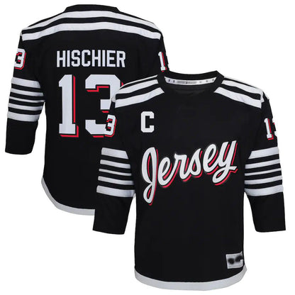 NJ.Devils #13 Nico Hischier 2021-22 Alternate Replica Player Jersey Black Stitched American Hockey Jersey UNEC