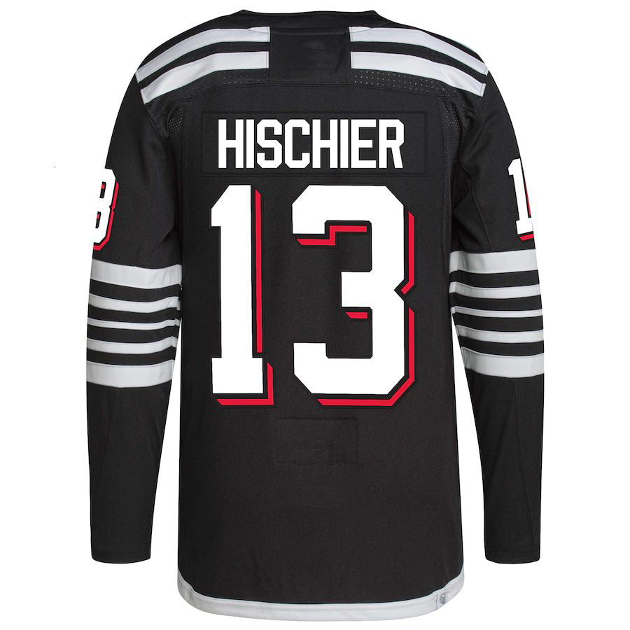 NJ.Devils #13 Nico Hischier 2021-22 Alternate Primegreen Authentic Pro Player Jersey Black Stitched American Hockey Jersey UNEC