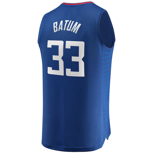 LA.Clippers #33 Nicolas Batum  Fanatics Branded 2021-22 Fast Break Replica Jersey  Icon Edition Royal Stitched American Basketball Jersey UNEC