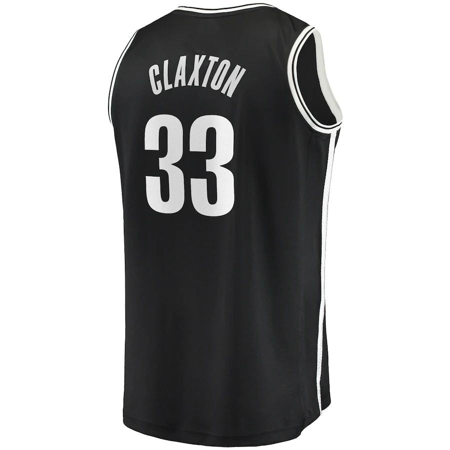 B.Nets #33 Nicolas Claxton Fanatics Branded Fast Break Player Jersey Icon Edition Black Stitched American Basketball Jersey UNEC
