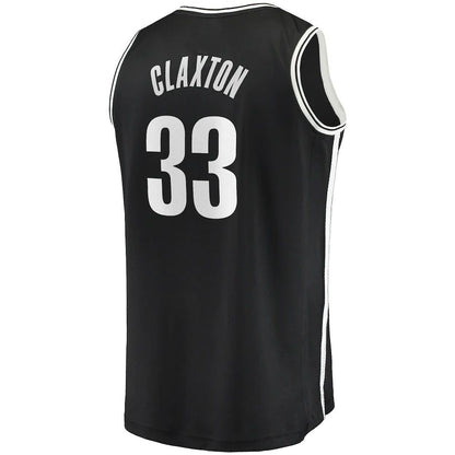 B.Nets #33 Nicolas Claxton Fanatics Branded Fast Break Player Jersey Icon Edition Black Stitched American Basketball Jersey UNEC