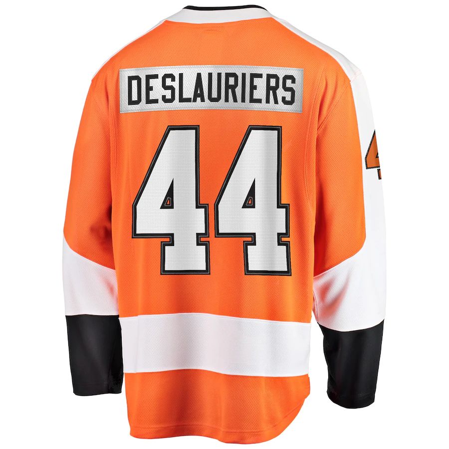 P.Flyers #44 Nicolas Deslauriers Fanatics Branded Home Breakaway Player Jersey Orange Stitched American Hockey Jersey UNEC