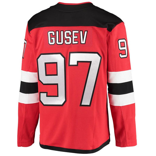 NJ.Devils #97 Nikita Gusev Fanatics Branded 2020-21 Home Breakaway Player Jersey Red Stitched American Hockey Jersey UNEC