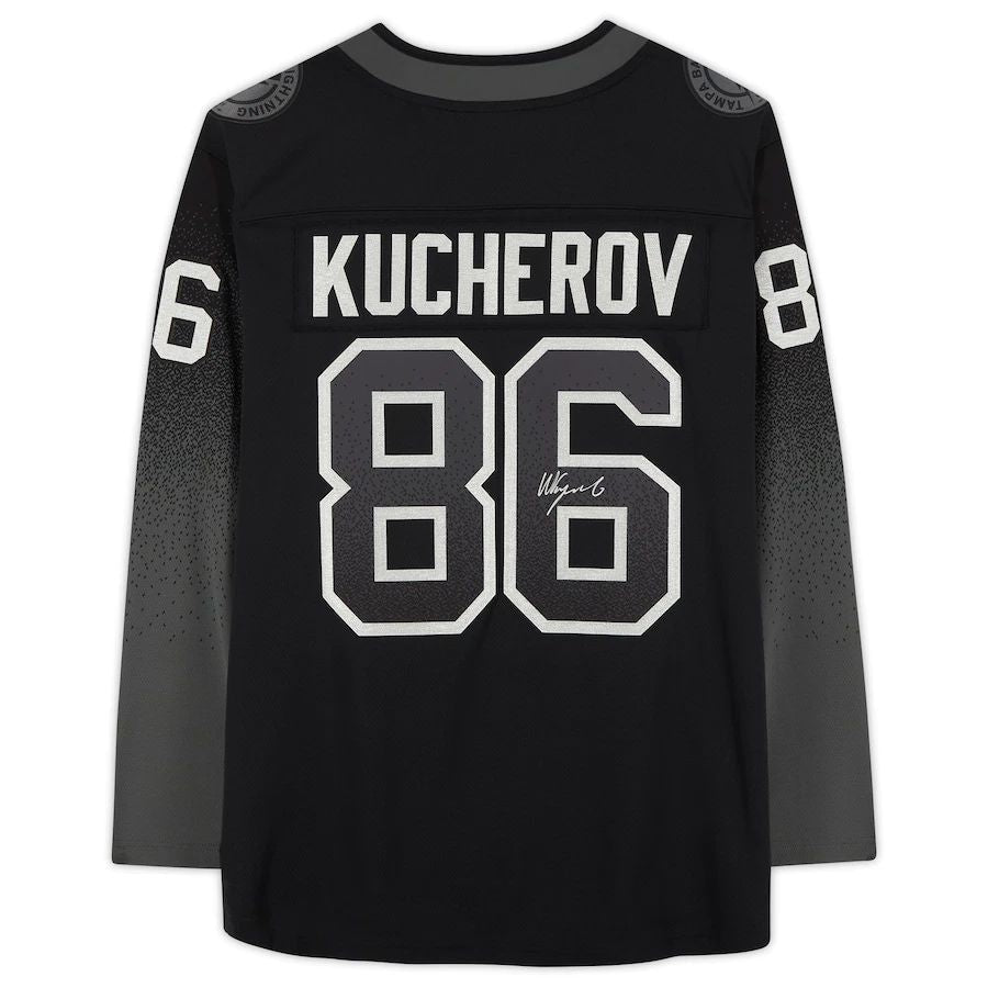 TB.Lightning #86 Nikita Kucherov Fanatics Authentic Autographed Breakaway Alternate Jersey Black Stitched American Hockey Jersey UNEC