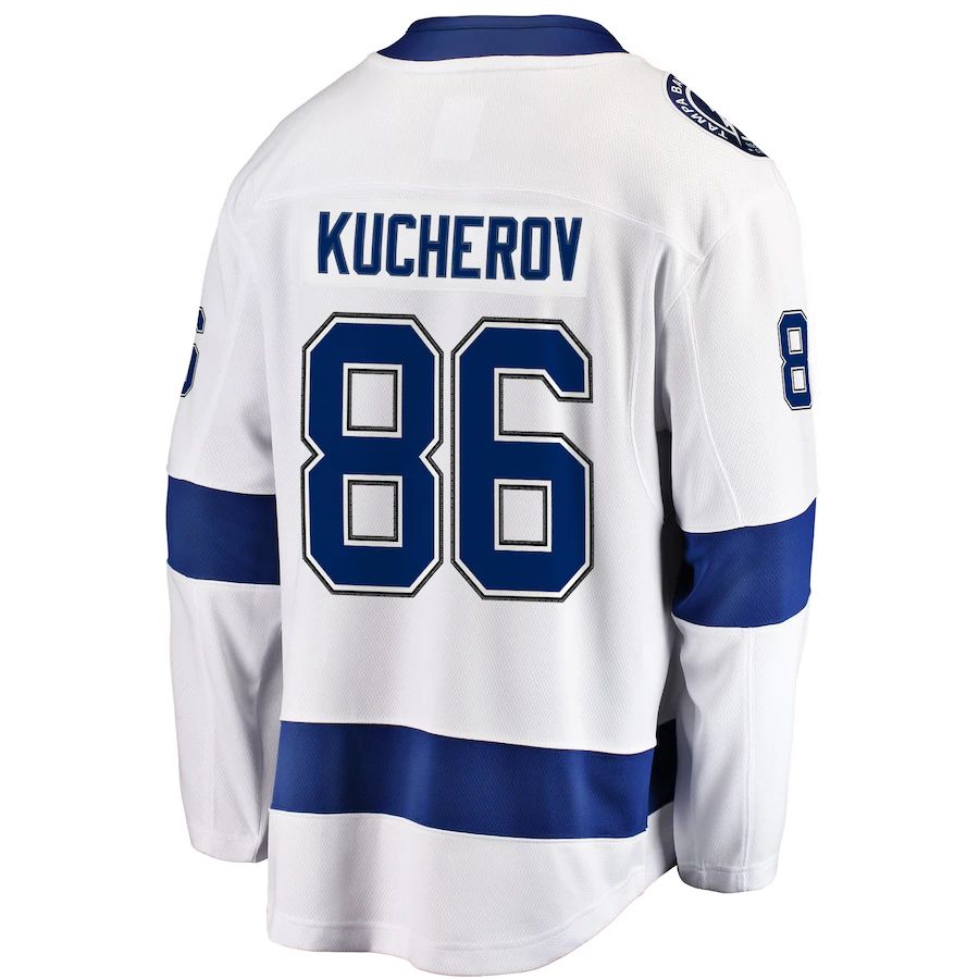 TB.Lightning #86 Nikita Kucherov Fanatics Branded Away Premier Breakaway Player Jersey White Stitched American Hockey Jersey UNEC