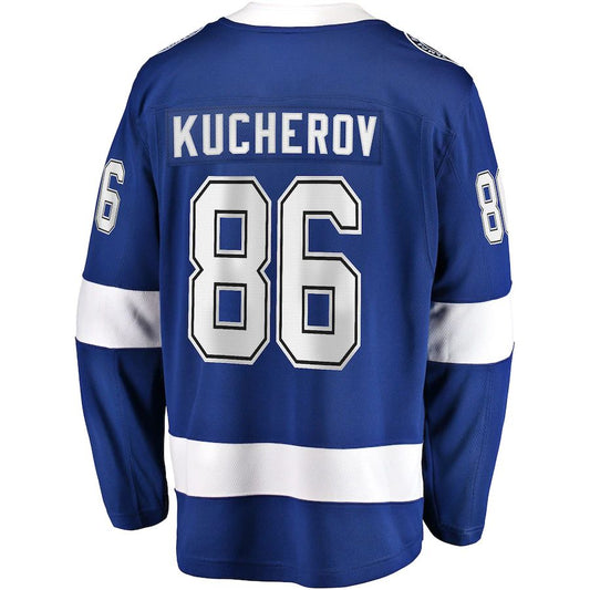 TB.Lightning #86 Nikita Kucherov Fanatics Branded Home 2022 Stanley Cup Final Breakaway Player Jersey Blue Stitched American Hockey Jersey UNEC