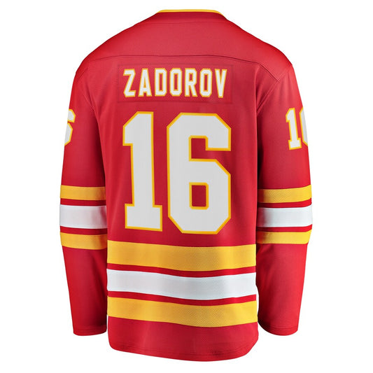 C.Flames #16 Nikita Zadorov Fanatics Branded Home Breakaway Player Jersey Red Stitched American Hockey Jersey UNEC