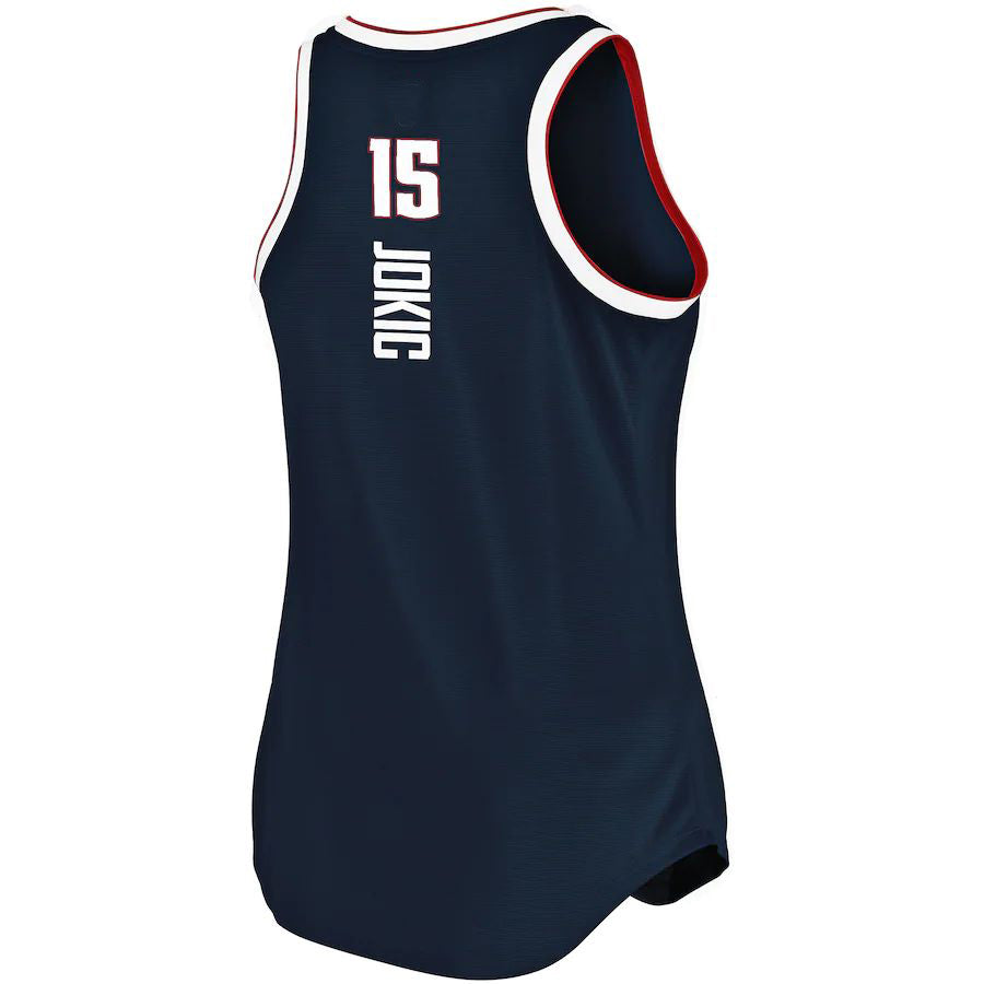 D.Nuggets #15 Nikola Jokic Fanatics Branded 2019-20 Fast Break Team Tank Jersey Icon Edition Navy Stitched American Basketball Jersey UNEC