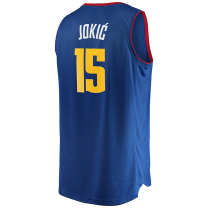 D.Nuggets #15 Nikola Jokic Fanatics Branded 2020-21 Fast Break Replica Jersey Statement Edition Blue Stitched American Basketball Jersey UNEC