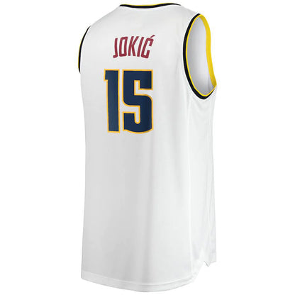 D.Nuggets #15 Nikola Jokic Fanatics Branded 2021-22 Fast Break Replica Player Jersey White Association Edition Stitched American Basketball Jersey UNEC