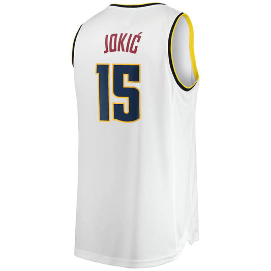 D.Nuggets #15 Nikola Jokic Fanatics Branded 2021-22 Fast Break Replica Player Jersey White Association Edition Stitched American Basketball Jersey UNEC
