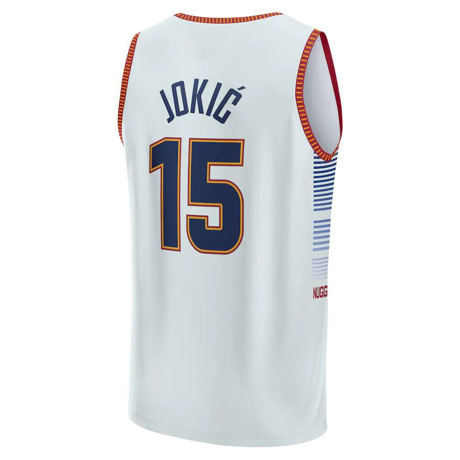 D.Nuggets #15 Nikola Jokic Fanatics Branded 2022-23 Fastbreak Jersey City Edition White Stitched American Basketball Jersey UNEC