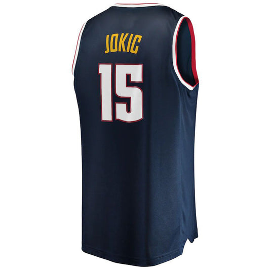 D.Nuggets #15 Nikola Jokic Fanatics Branded Fast Break Player Jersey Icon Edition Navy Stitched American Basketball Jersey UNEC