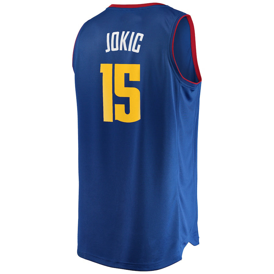 D.Nuggets #15 Nikola Jokic Fanatics Branded Fast Break Replica Player Jersey Statement Edition  Blue Stitched American Basketball Jersey UNEC