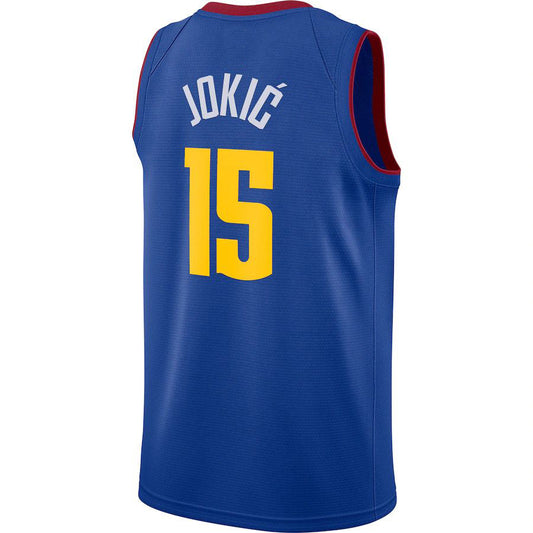 D.Nuggets #15 Nikola Jokic Jordan Brand 2020-21 Swingman Jersey Statement Edition Blue Stitched American Basketball Jersey UNEC