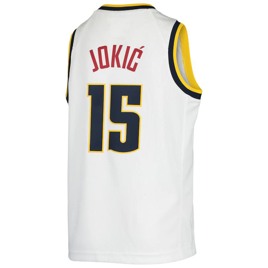 D.Nuggets #15 Nikola Jokic 2019-20 Swingman Jersey Association Edition White Stitched American Basketball Jersey UNEC