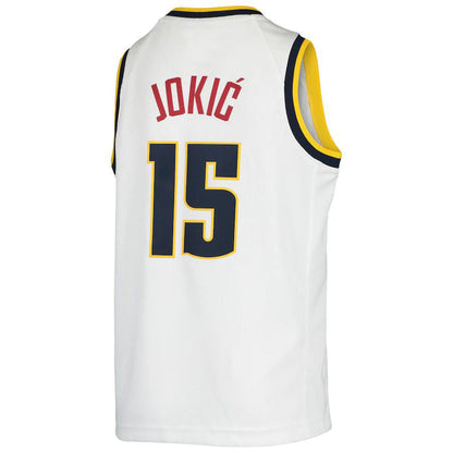 D.Nuggets #15 Nikola Jokic 2019-20 Swingman Jersey Association Edition White Stitched American Basketball Jersey UNEC