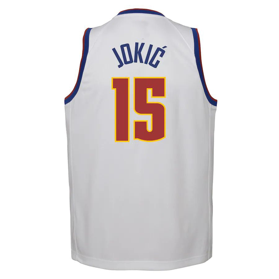 D.Nuggets #15 Nikola Jokic 2020-21 Swingman Player Jersey Association Edition White Stitched American Basketball Jersey UNEC