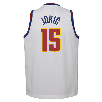 D.Nuggets #15 Nikola Jokic 2020-21 Swingman Player Jersey Association Edition White Stitched American Basketball Jersey UNEC
