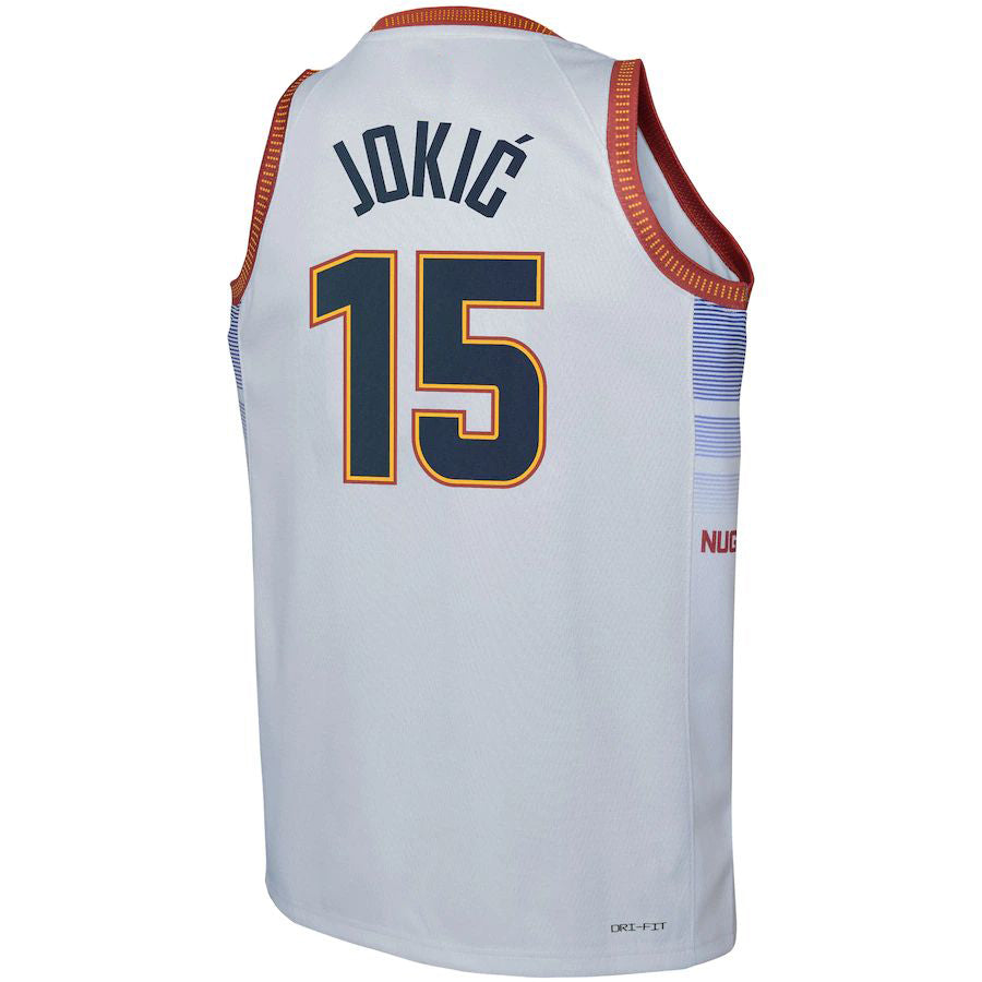 D.Nuggets #15 Nikola Jokic 2022-23 Swingman Jersey City Edition White Stitched American Basketball Jersey UNEC