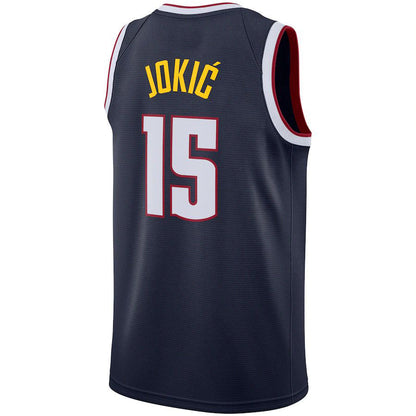 D.Nuggets #15 Nikola Jokic Replica Swingman Jersey Icon Edition Navy Stitched American Basketball Jersey UNEC