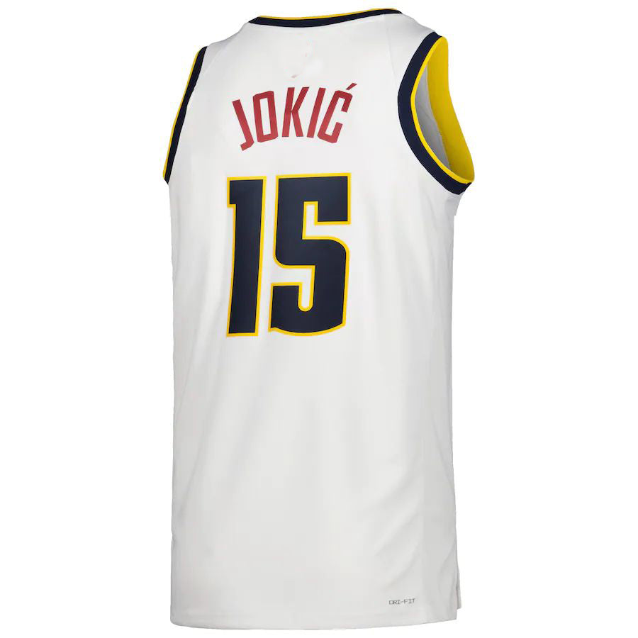 D.Nuggets #15 Nikola Jokic Unisex 2022-23 Swingman Jersey Association Edition White Stitched American Basketball Jersey UNEC